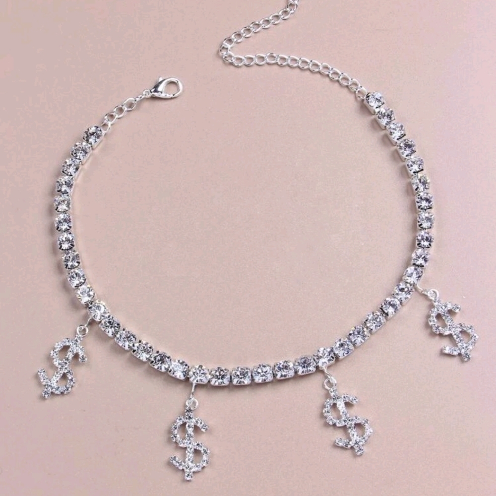 Rhinestone Dollar Ankle Charm